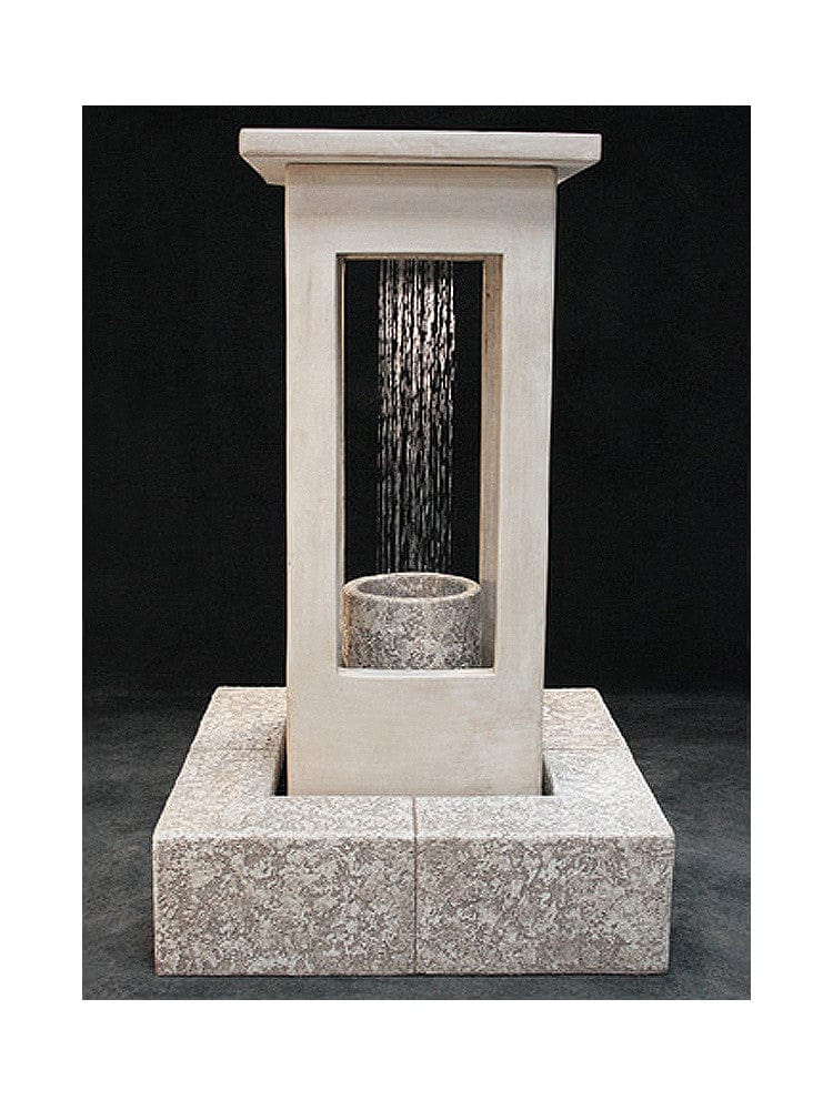 Smooth Center Rain Outdoor Fountain - Tall with Column - Outdoor Art Pros