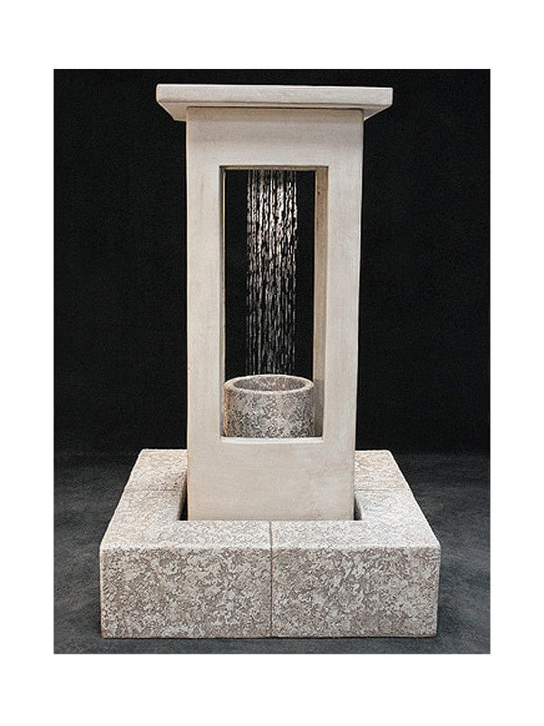 Smooth Center Rain Outdoor Fountain - Tall with Column - Outdoor Art Pros
