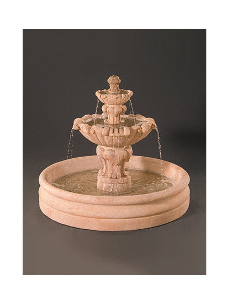 Vesuvio Tiered Garden Fountain With 46 Inch Basin - Outdoor Art Pros