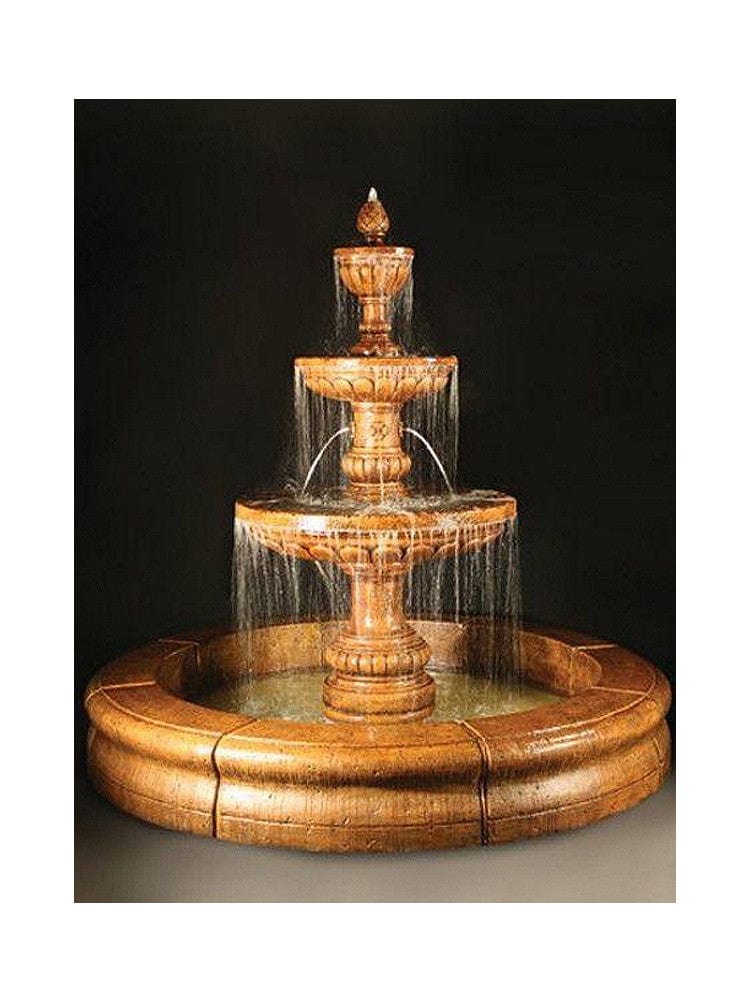 Mediterranean Fountain with Plumbed Spacer and Fiore Pond - Outdoor Art Pros