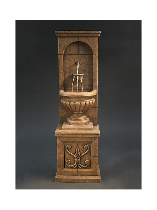Vestibule Wall Cast Stone Outdoor Fountain - Outdoor Art Pros