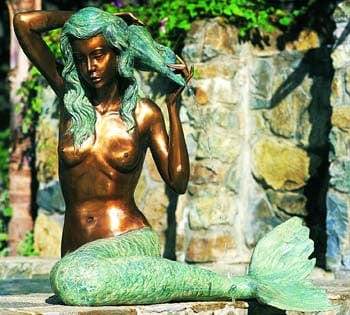 Brass Baron Small Bronze Mermaid Garden Accent and Pool Statuary - Brass Baron - Outdoor Art Pros
