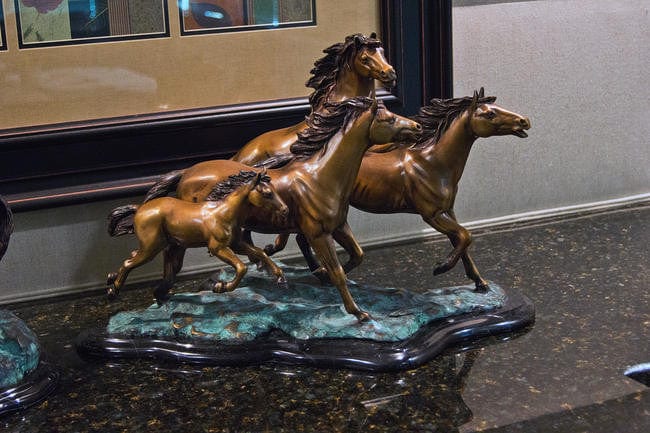 Brass Baron Four Horses Galloping Table Top Statue - Brass Baron - Outdoor Art Pros