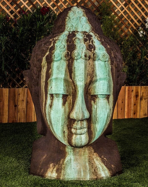 Extra Large Buddha Head Garden Sculpture - Outdoor Art Pros