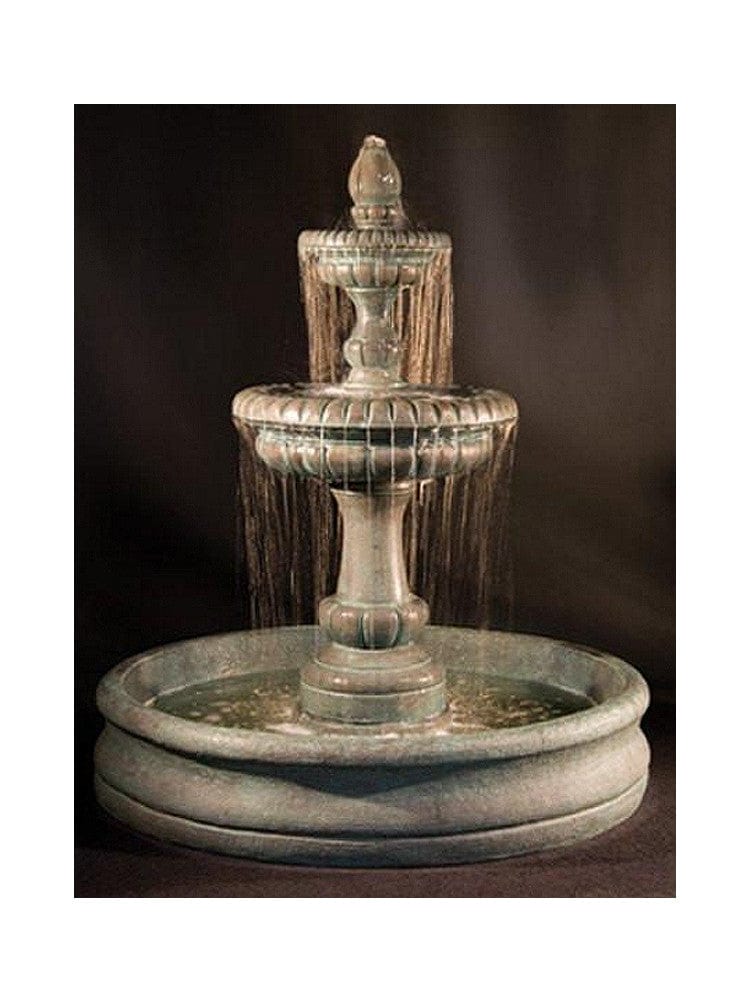 Pioggia Cast Stone Tiered Outdoor Fountain with 55" Basin- Outdoor Art Pros