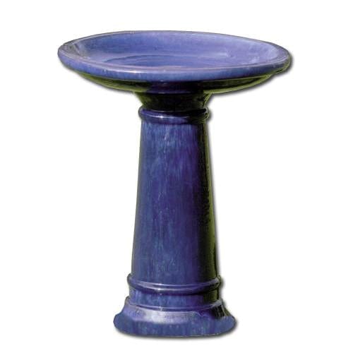 Riviera Blue Glazed BirdBath - Outdoor Art Pros