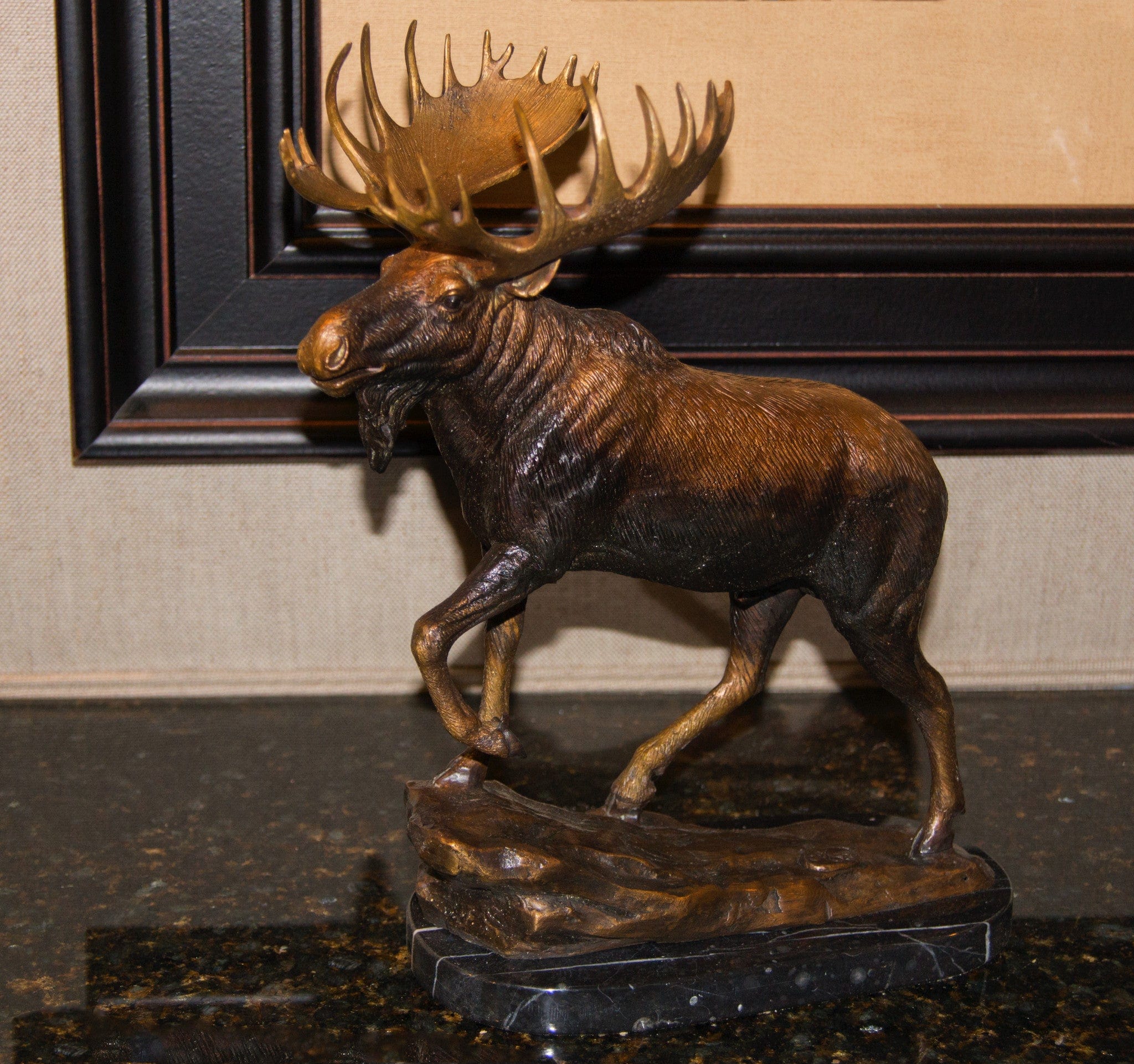 Brass Baron Moose Table Top Statue - Brass Baron - Outdoor Art Pros