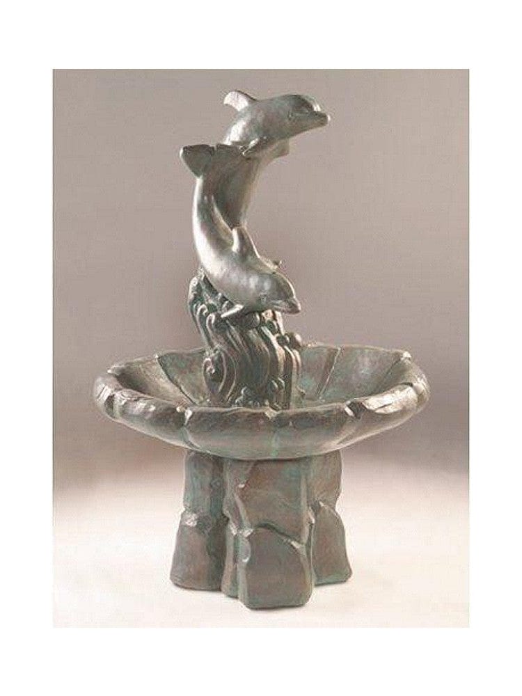 Dolphins Cast Stone Garden Fountain - Outdoor Art Pros