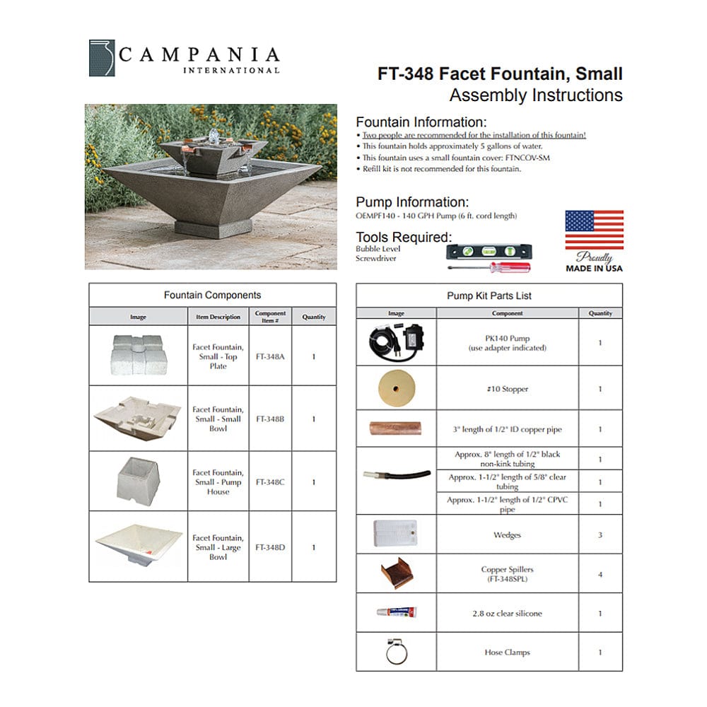  Small Facet Modern Garden Fountain