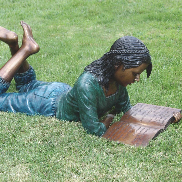 Brass Baron Dorothy Bronze Outdoor Sculpture | Girl Reading