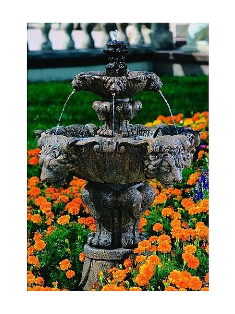 Lion Garden Water Fountain - Small - Outdoor Art Pros