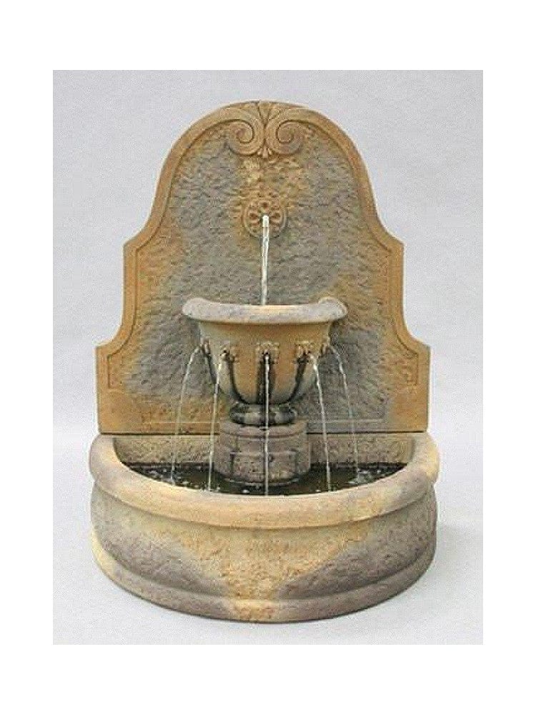 Parisian Cast Stone Wall Outdoor Fountain - Outdoor Art Pros