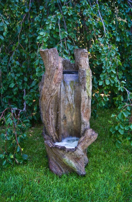 Waterfall Log Cast Stone Garden Fountain - Outdoor Art Pros