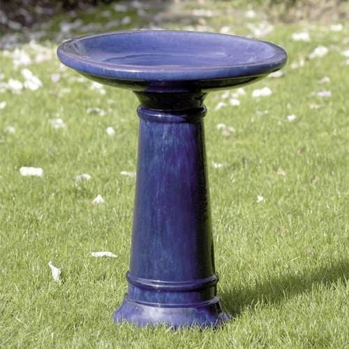 Riviera Blue Glazed BirdBath - Outdoor Art Pros