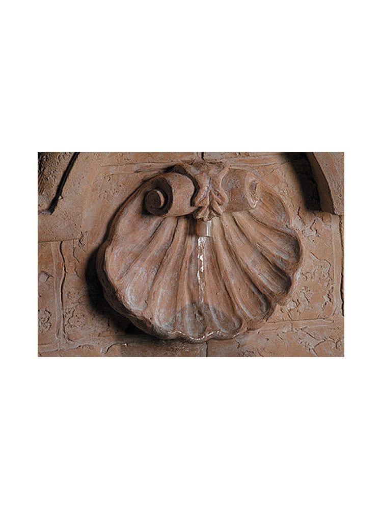 Shell Quatrefoil Wall Outdoor Fountain - Small - Outdoor Art Pros