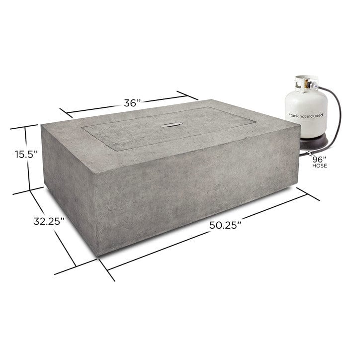Baltic Rectangle Propane Fire Table - Dimensions - Outdoor Art Pros