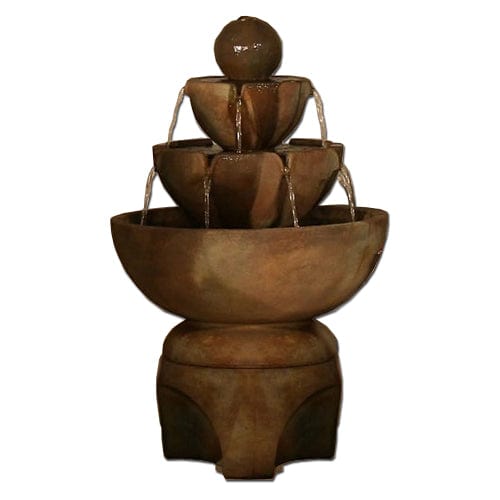 Low Stone Vessels Fountain on Pedestal - Outdoor Art Pros