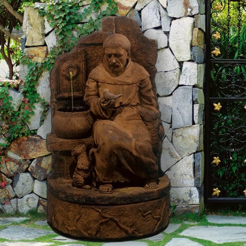 St. Francis At Well Garden Fountain - Outdoor Art Pros