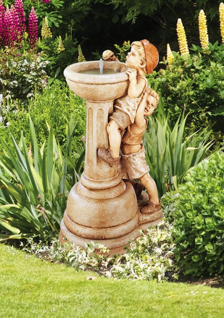 Jack and Jill Pedestal Garden Fountain - Outdoor Art Pros