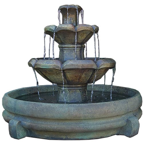 Montreux Two-Tier Outdoor Fountain in Pool - Outdoor Art Pros