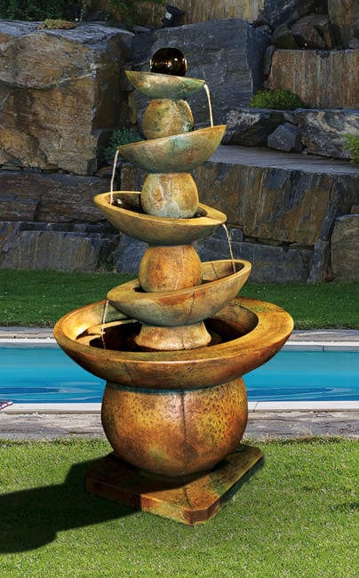 Equilibria Cast Stone Outdoor Fountain - Outdoor Art Pros