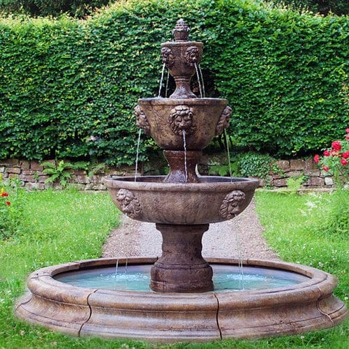 Three-Tier Leonesco In Toscana Pool Outdoor Fountain - Outdoor Art Pros