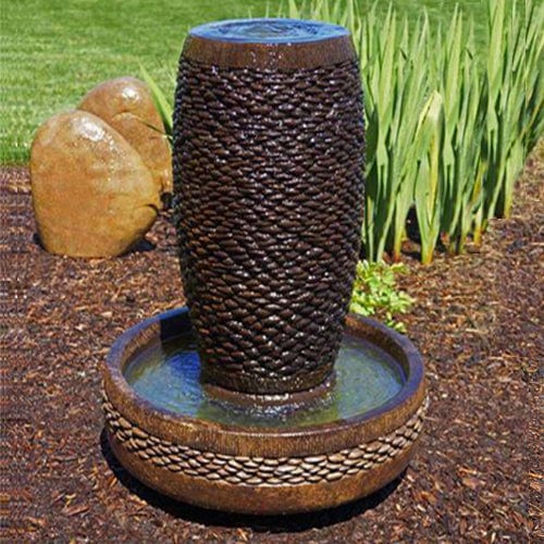Slender Shimmering Stones Garden Fountain - Outdoor Art Pros