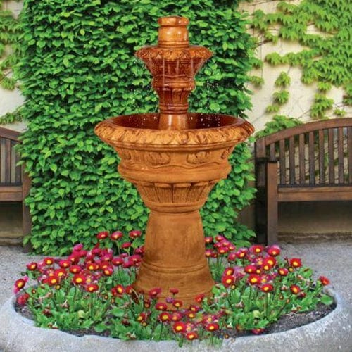 Valencia Two-Tier Cast Stone Garden Fountain - Outdoor Art Pros