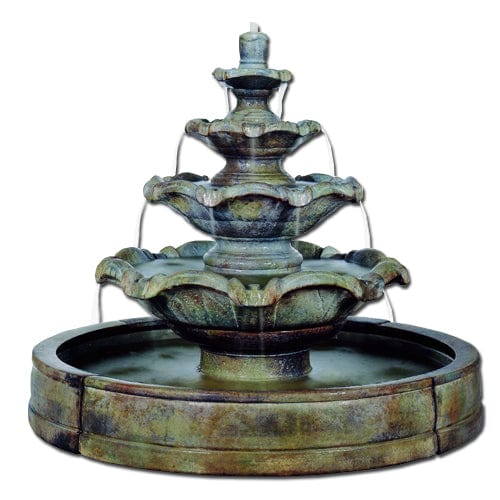 Quattro Tier Outdoor Fountain in Valencia Pool - Outdoor Art Pros