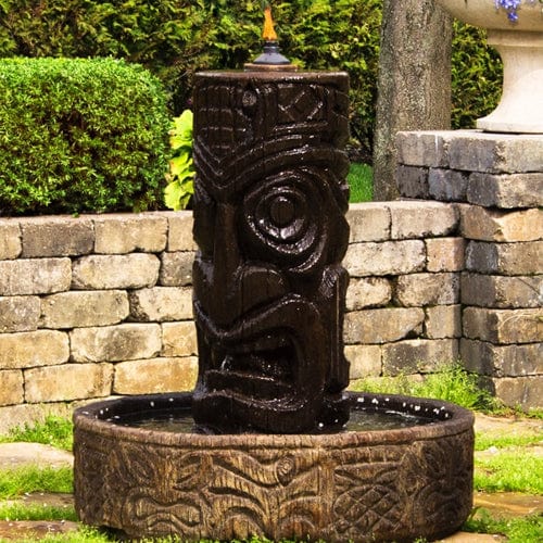 Tiki Column Outdoor Fountain - Outdoor Art Pros