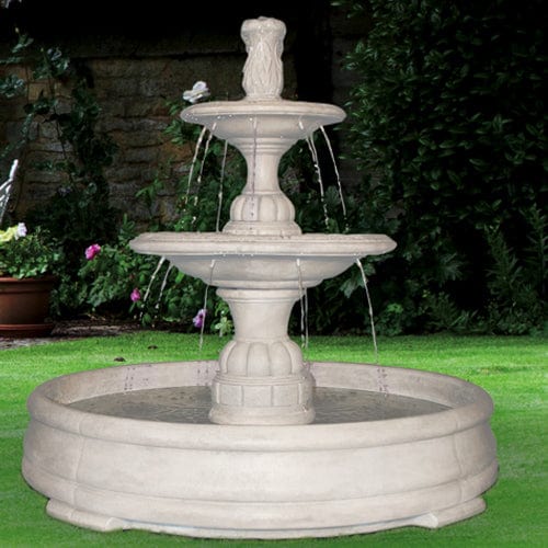 Small Contemporary Tier Outdoor Fountain in Grando Pool - Outdoor Art Pros