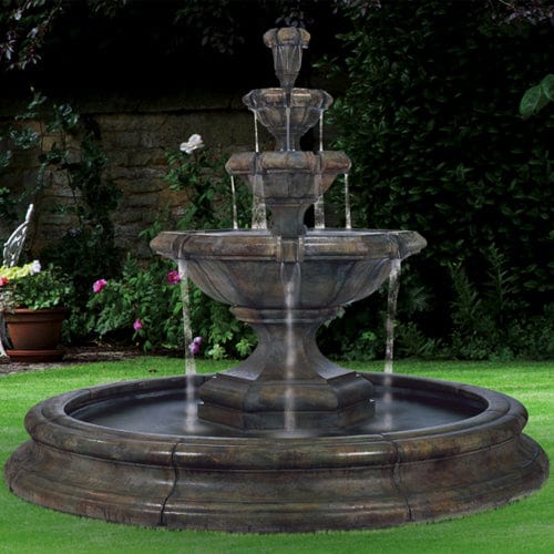 Grande Kensington Three Tier Fountain in Toscana Pool - Outdoor Art Pros