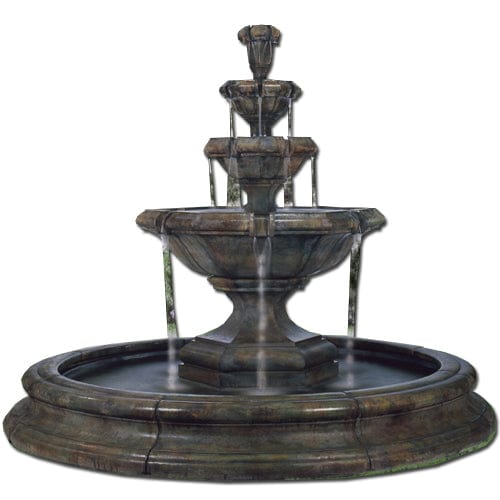 Grande Kensington Three Tier Fountain in Toscana Pool - Outdoor Art Pros