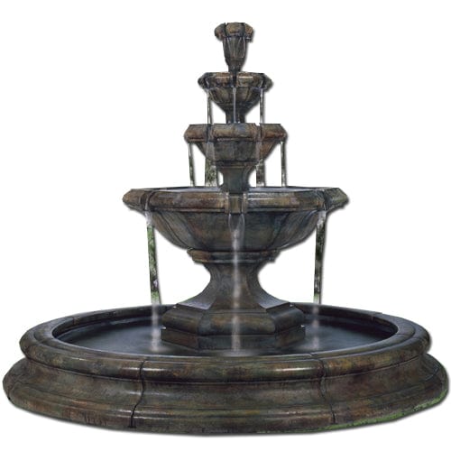 Grande Kensington Three Tier Fountain in Toscana Pool - Outdoor Art Pros