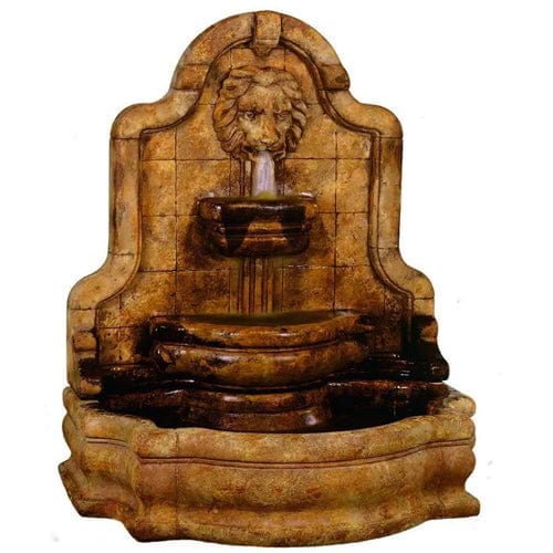 Lion Face Terrazzo Bella Fountain With Narrow Basin - Outdoor Art Pros
