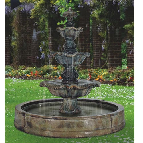 Three Tier Renaissance Outdoor Fountain in Valencia Pool - Outdoor Art Pros