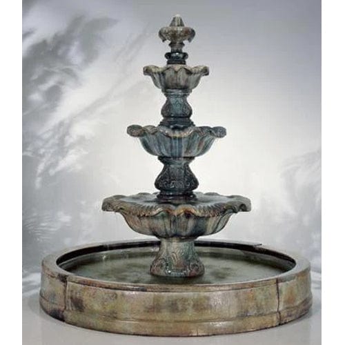 Three Tier Renaissance Outdoor Fountain in Valencia Pool - Outdoor Art Pros