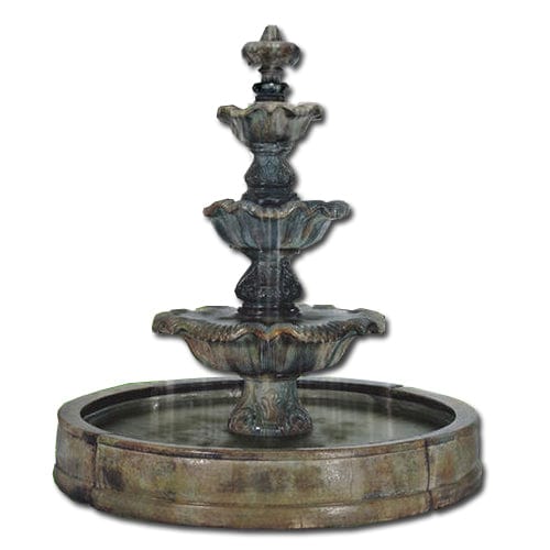 Three Tier Renaissance Outdoor Fountain in Valencia Pool - Outdoor Art Pros