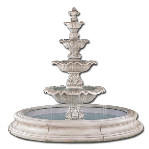 Four Tier Renaissance Fountain In Toscana Pool - Outdoor Art Pros