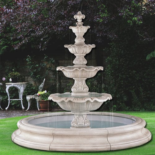 Four Tier Renaissance Fountain In Toscana Pool - Outdoor Art Pros