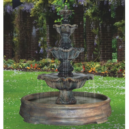 Three Tier Renaissance Outdoor Fountain in Grando Pool - Outdoor Art Pros