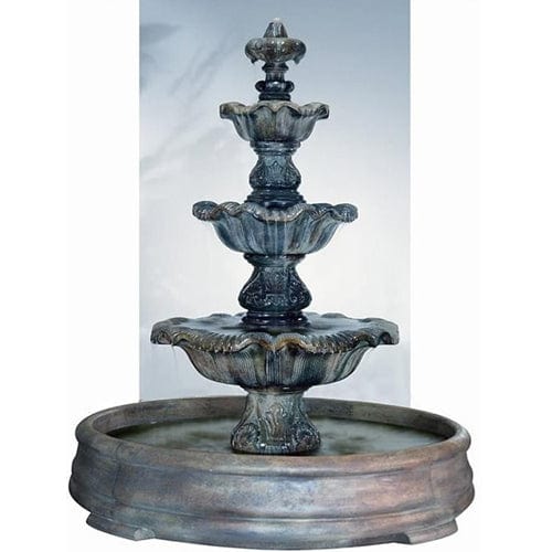 Three Tier Renaissance Outdoor Fountain in Grando Pool - Outdoor Art Pros