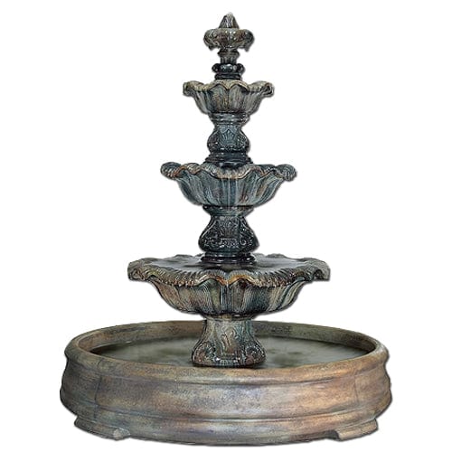 Three Tier Renaissance Outdoor Fountain in Grando Pool - Outdoor Art Pros