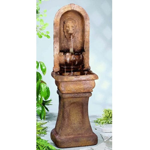 Tall Lion Alcove Outdoor Wall Fountain - Outdoor Art Pros