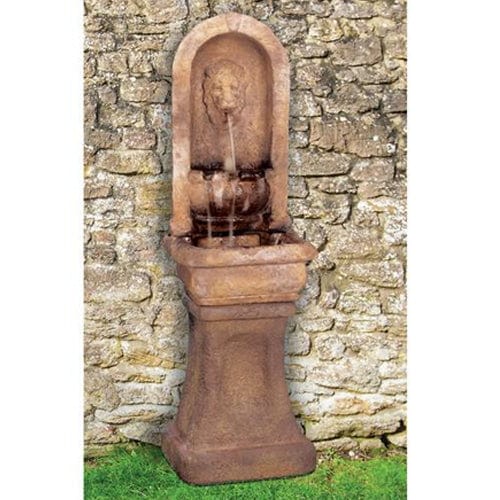 Tall Lion Alcove Outdoor Wall Fountain - Outdoor Art Pros