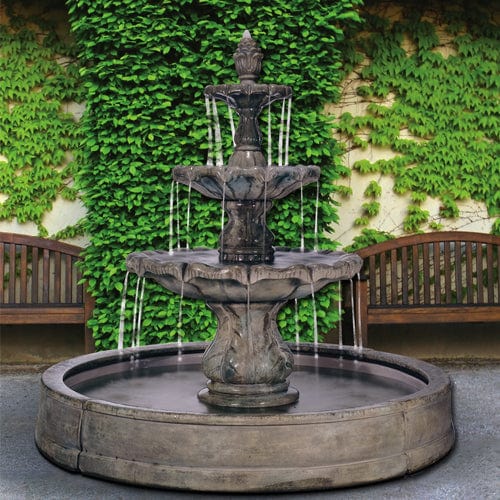 Classical Finial Outdoor Fountain in Valencia Pool - Outdoor Art Pros