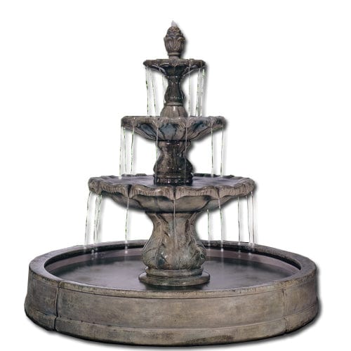 Classical Finial Outdoor Fountain in Valencia Pool - Outdoor Art Pros