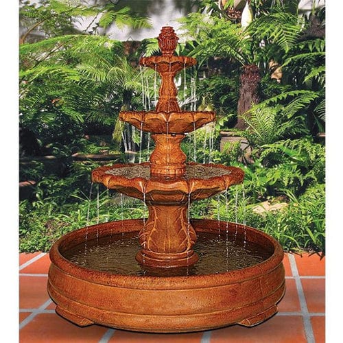 Classical Finial Outdoor Water Fountain in Grando Pool - Outdoor Art Pros