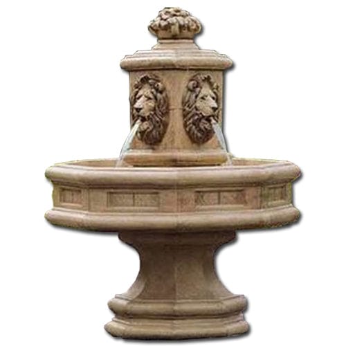 Classic Lion Cast Stone Outdoor Fountain - Outdoor Art Pros
