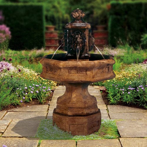 Classic Lion Cast Stone Outdoor Fountain - Outdoor Art Pros